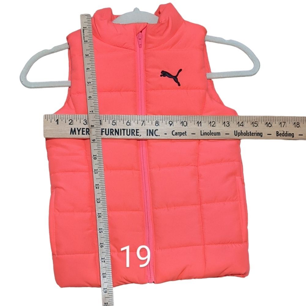 Puma puffy vest bright orange , Coral super front, outerwear, layer girls XS 5/6 - Picture 5 of 10